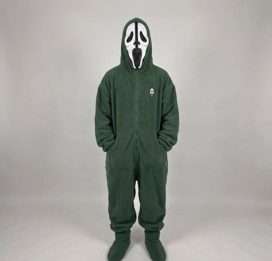 Ghost Face Zip-Up Fleece Onesie