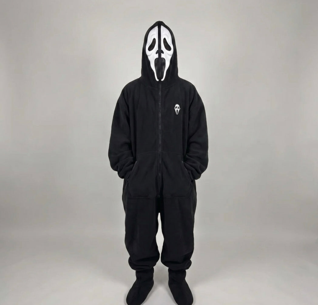 Ghost Face Zip-Up Fleece Onesie