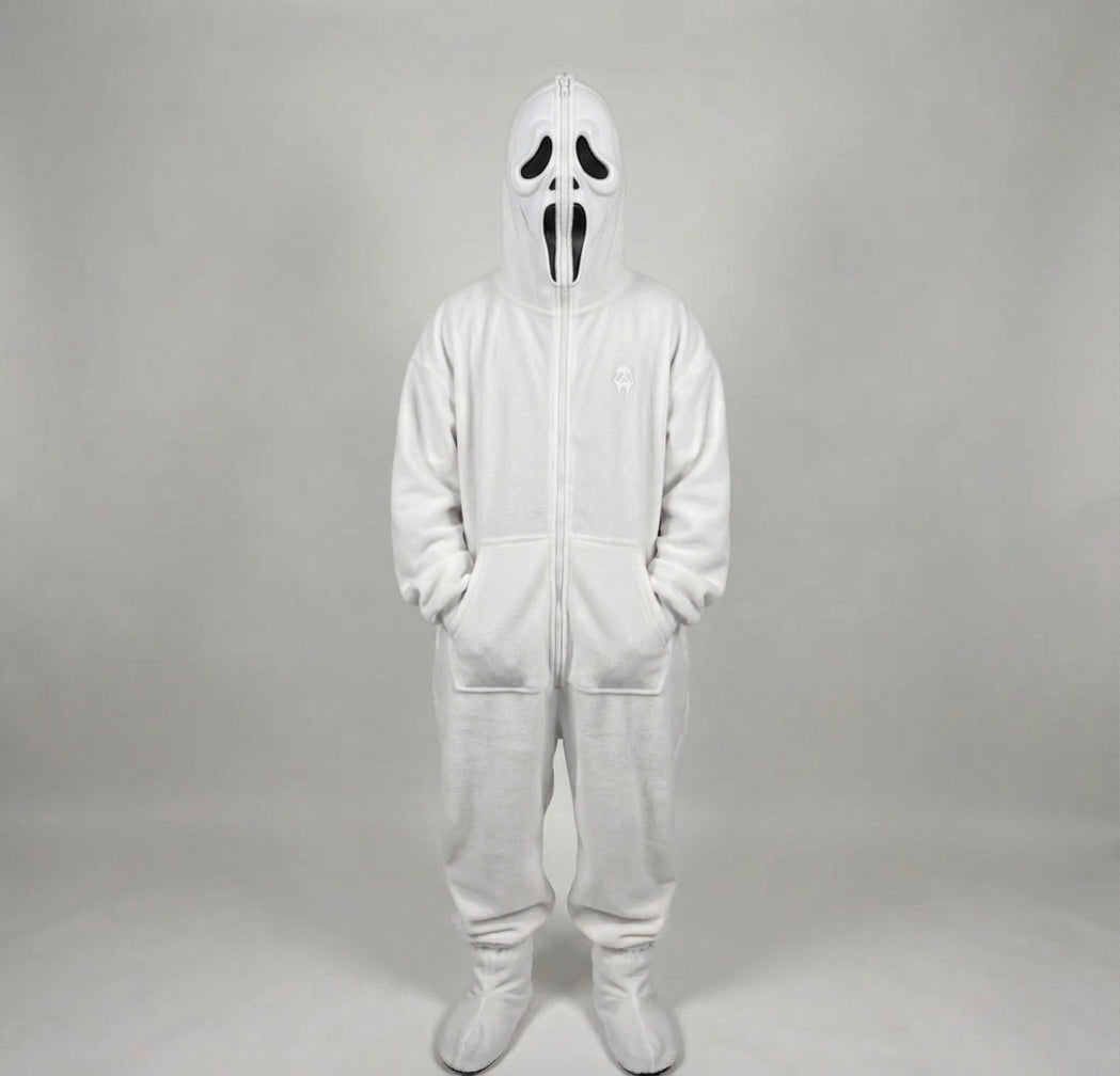 Ghost Face Zip-Up Fleece Onesie