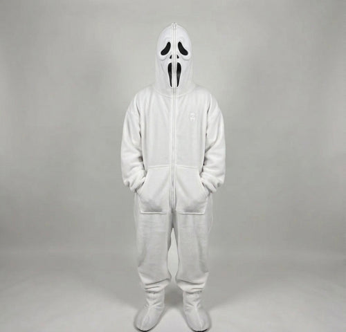 Ghost Face Zip-Up Fleece Onesie