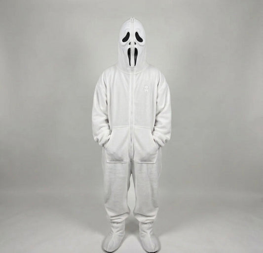 Ghost Face Zip-Up Fleece Onesie